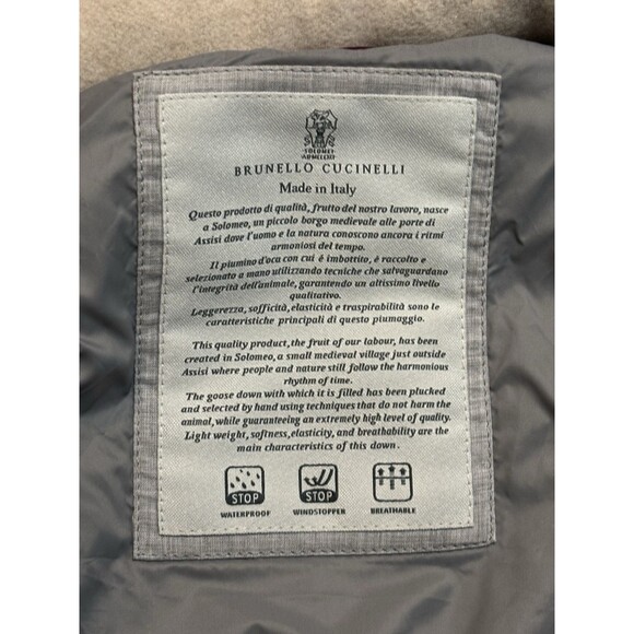 Brunello Cucinelli Wool Silk Cashmere Down Hooded Vest Size XL Maroon *READ* - Picture 11 of 16